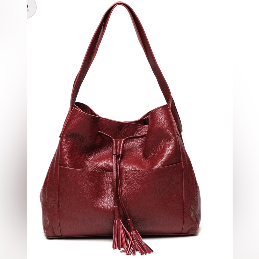 Lagoo Andrea Shoulder Bag Brown Leather Purse with Tassels & Pockets